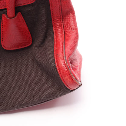 CANAPA+SAFFIANO 2WAY ハンドバッグ キャンバス サフィアーノレザー ブラック レッド プラダ バッグ PRADA