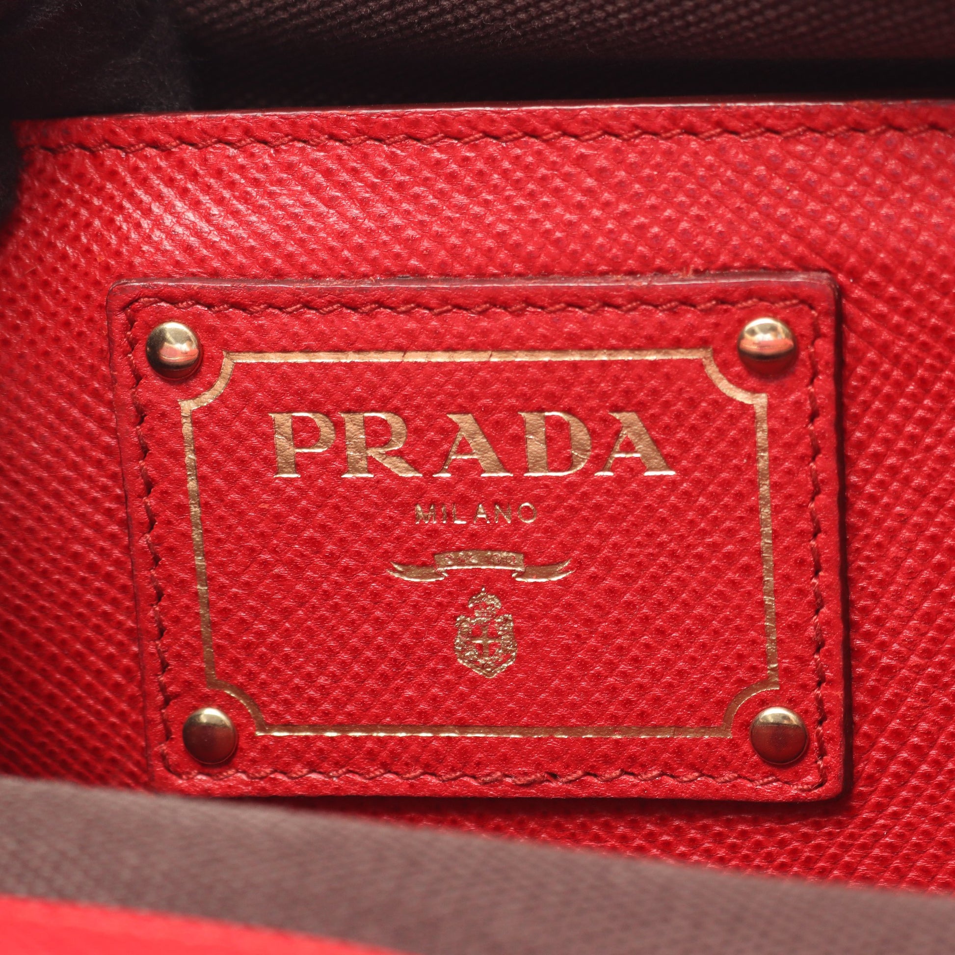 CANAPA+SAFFIANO 2WAY ハンドバッグ キャンバス サフィアーノレザー ブラック レッド プラダ バッグ PRADA