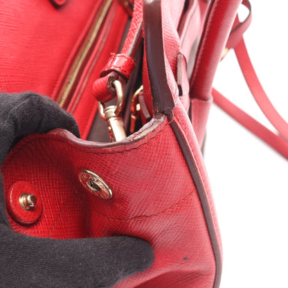 CANAPA+SAFFIANO 2WAY ハンドバッグ キャンバス サフィアーノレザー ブラック レッド プラダ バッグ PRADA