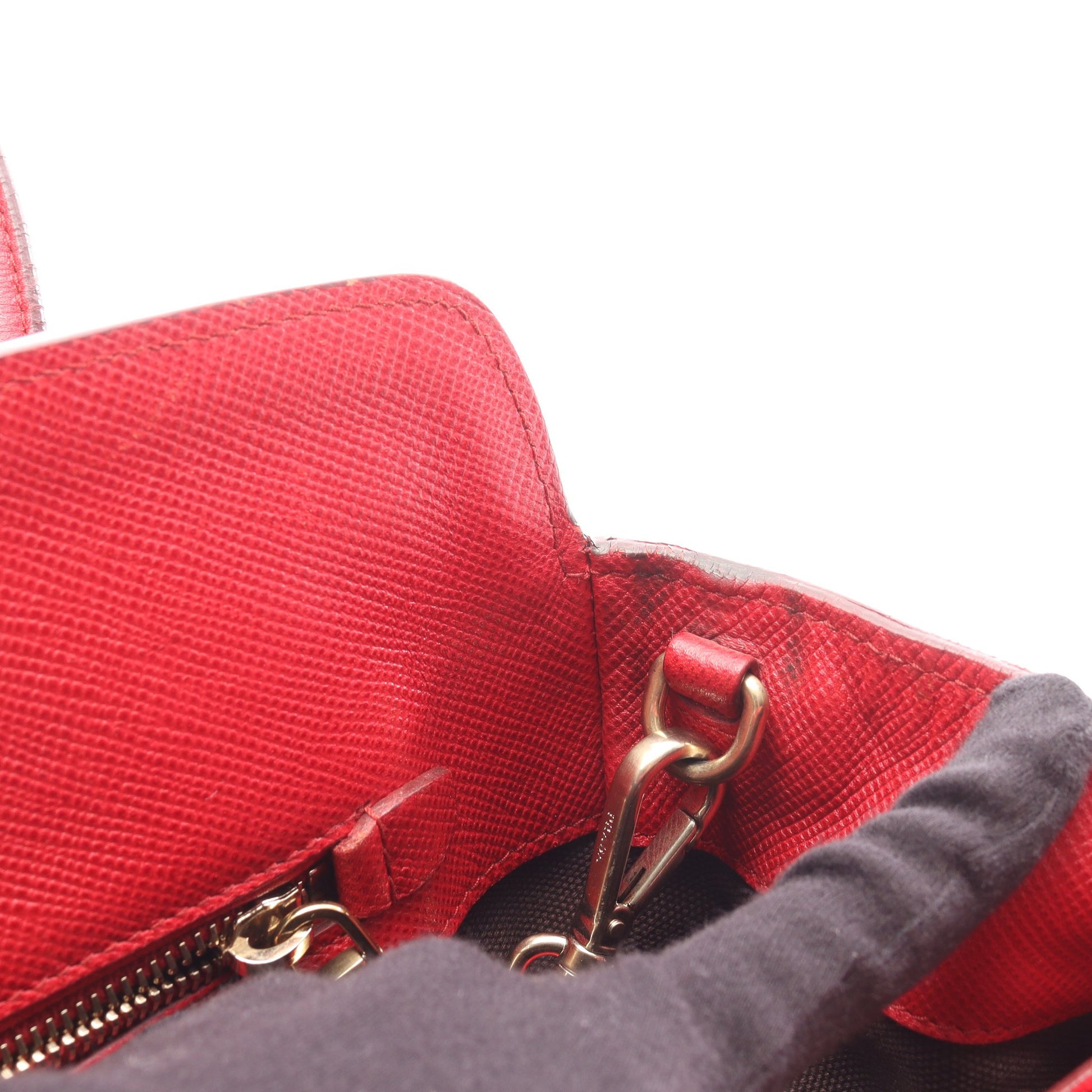 CANAPA+SAFFIANO 2WAY ハンドバッグ キャンバス サフィアーノレザー ブラック レッド プラダ バッグ PRADA