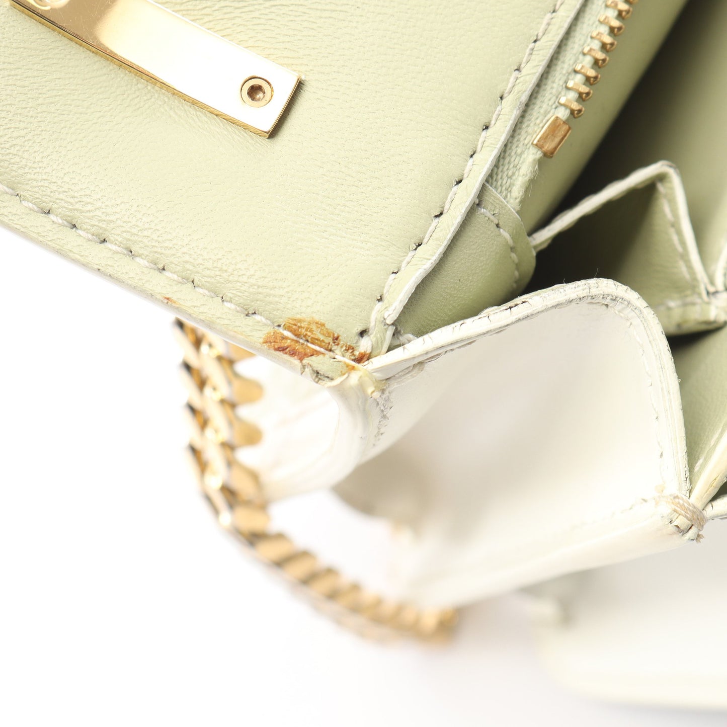TB キルティングモノグラム チェーンショルダーバッグ レザー ライトグリーン ホワイト バーバリー バッグ BURBERRY