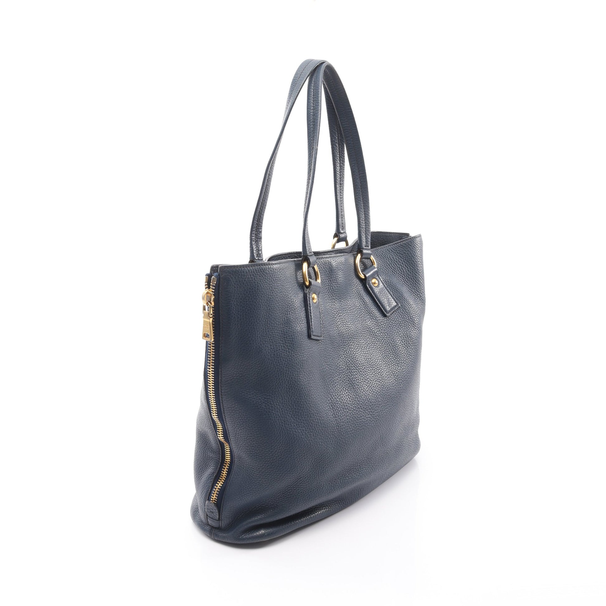 トートバッグ サイドジップ ショルダーバッグ トートバッグ レザー ネイビー プラダ バッグ PRADA