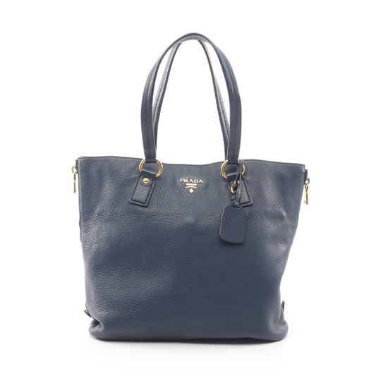トートバッグ サイドジップ ショルダーバッグ トートバッグ レザー ネイビー プラダ