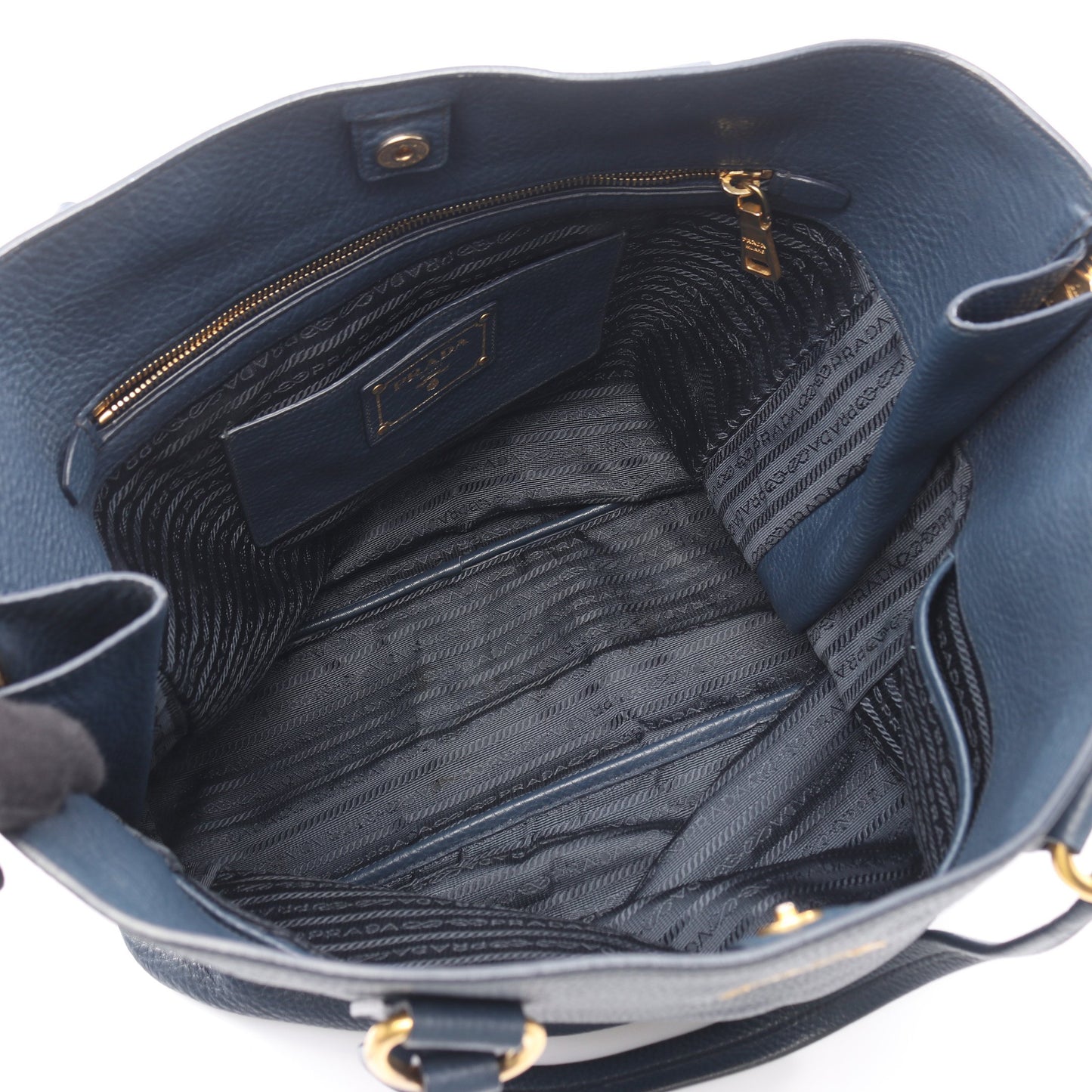 トートバッグ サイドジップ ショルダーバッグ トートバッグ レザー ネイビー プラダ バッグ PRADA