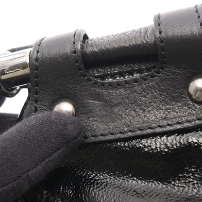 ガンチーニ タッセル ハンドバッグ エナメルレザー レザー ブラック サルヴァトーレフェラガモ バッグ Salvatore Ferragamo