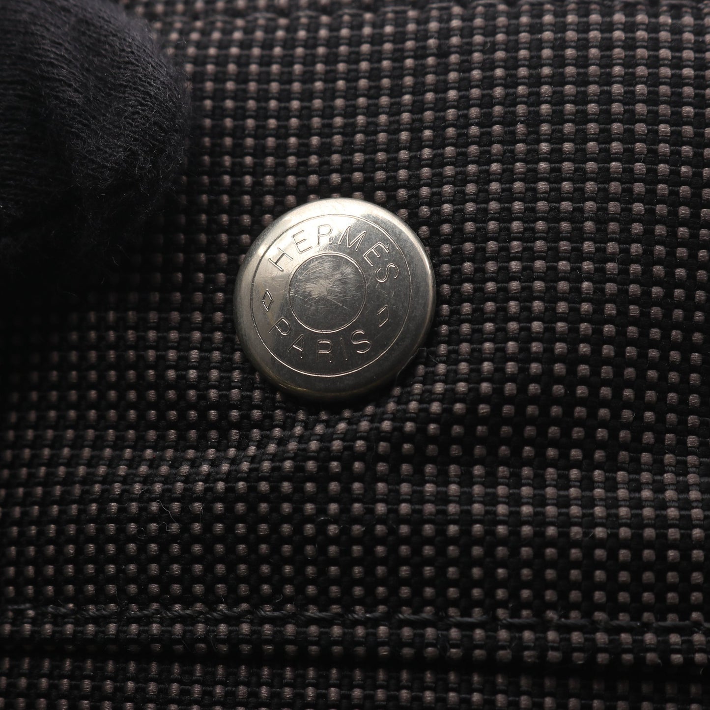エールラインMM ハンドバッグ トートバッグ ナイロンキャンバス グレー シルバー金具 エルメス バッグ HERMES