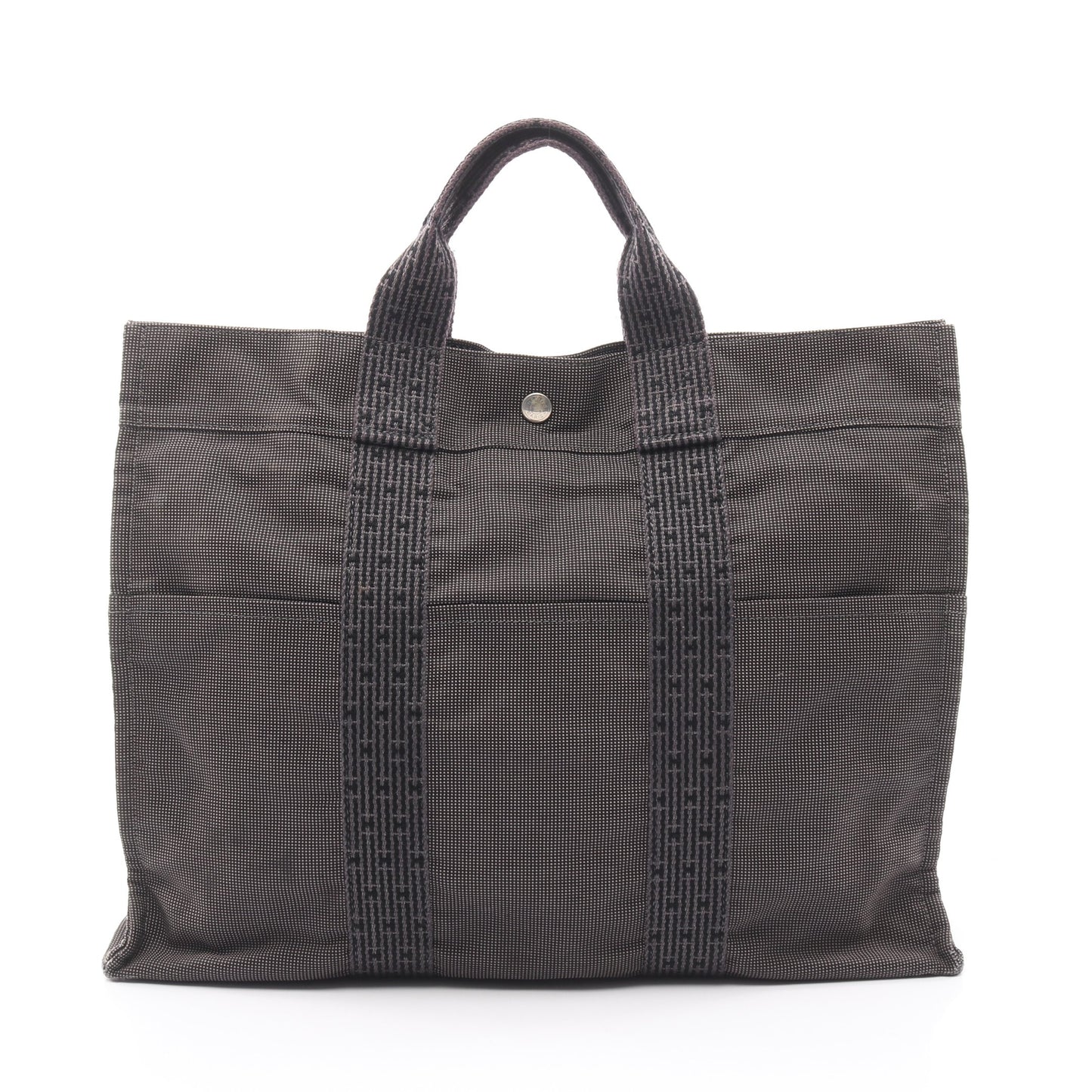 エールラインMM ハンドバッグ トートバッグ ナイロンキャンバス グレー シルバー金具 エルメス バッグ HERMES