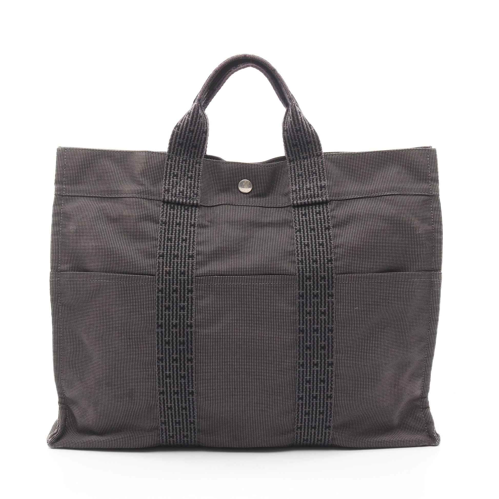 エールラインMM ハンドバッグ トートバッグ ナイロンキャンバス グレー シルバー金具 エルメス バッグ HERMES