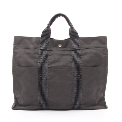 エールラインMM ハンドバッグ トートバッグ ナイロンキャンバス グレー シルバー金具 エルメス バッグ HERMES