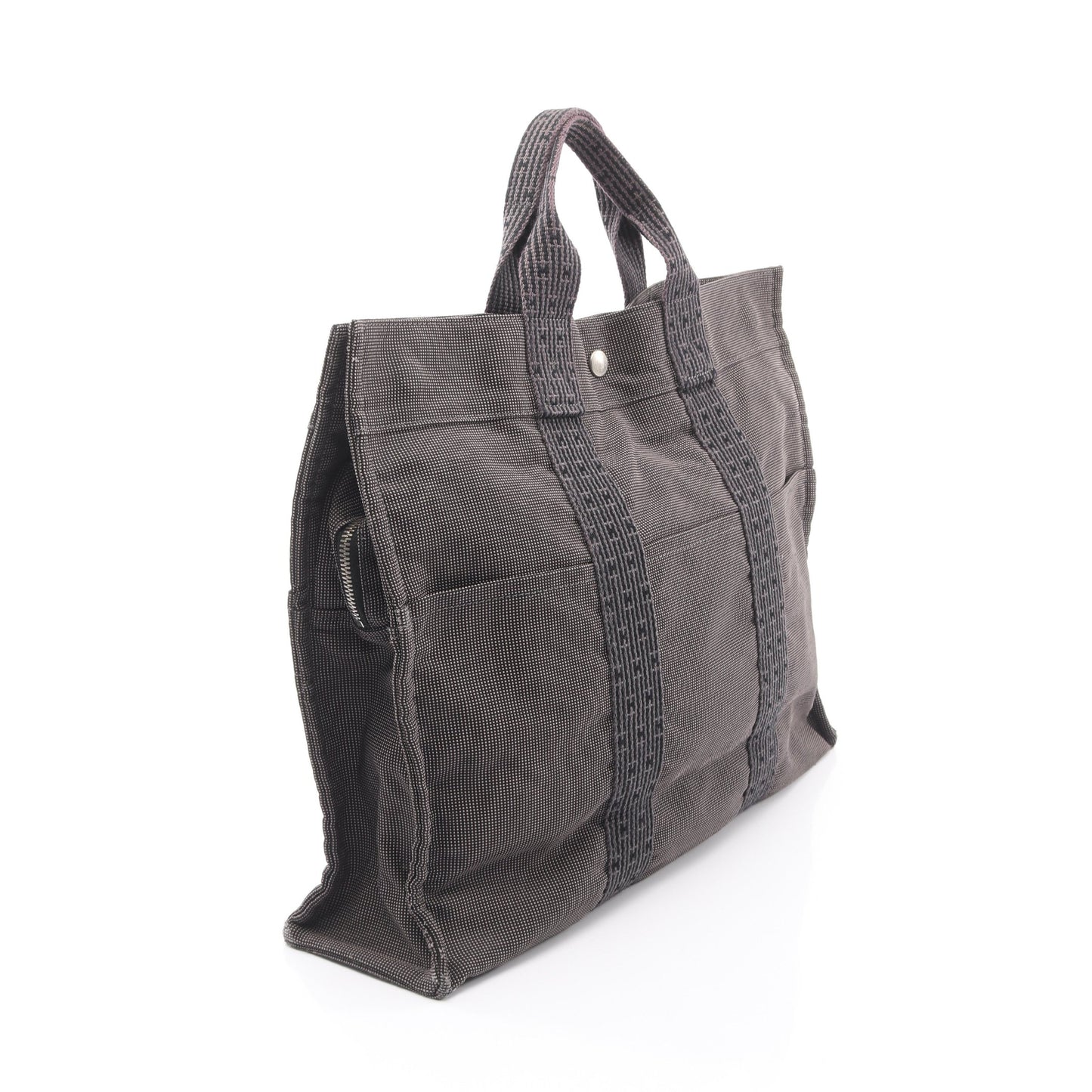 エールラインMM ハンドバッグ トートバッグ ナイロンキャンバス グレー シルバー金具 エルメス バッグ HERMES