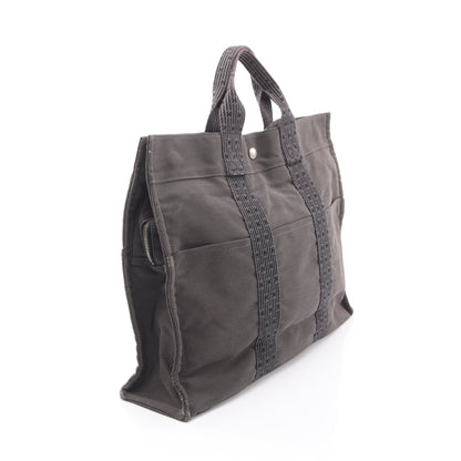 エールラインMM ハンドバッグ トートバッグ ナイロンキャンバス グレー シルバー金具 エルメス バッグ HERMES