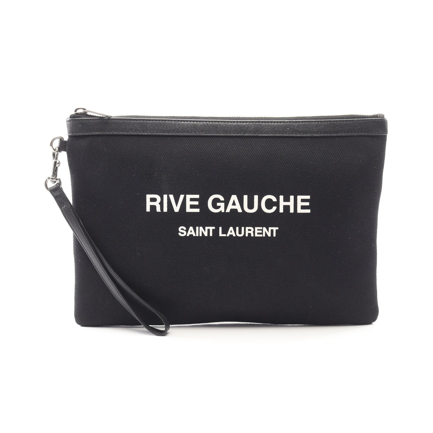 RIVE GAUCHE クラッチバッグ キャンバス レザー ブラック サンローランパリ バッグ SAINT LAURENT PARIS
