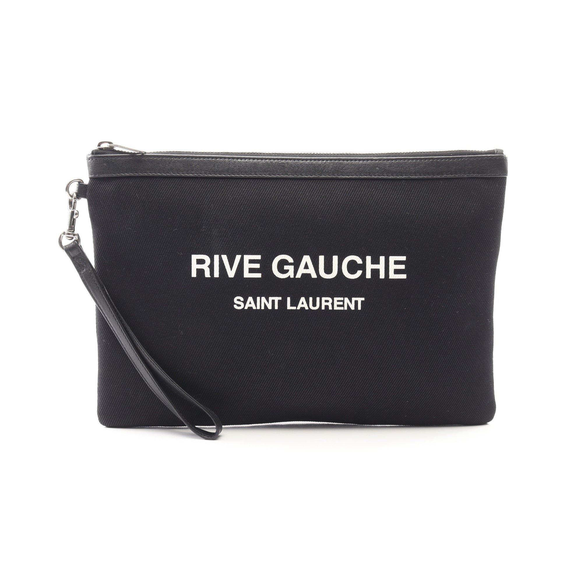 RIVE GAUCHE クラッチバッグ キャンバス レザー ブラック サンローランパリ バッグ SAINT LAURENT PARIS