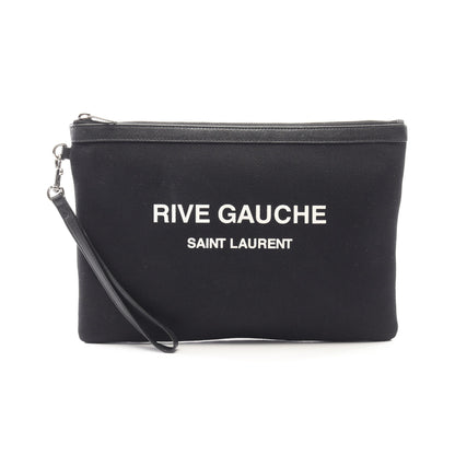 RIVE GAUCHE クラッチバッグ キャンバス レザー ブラック サンローランパリ バッグ SAINT LAURENT PARIS