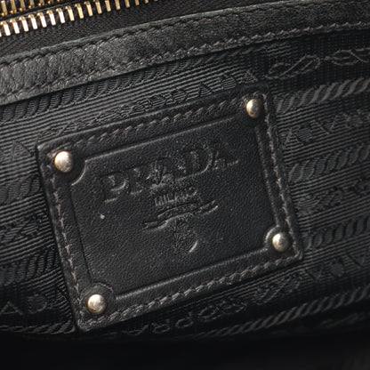 フリル ハンドバッグ ナイロン エナメルレザー ブラック プラダ バッグ PRADA