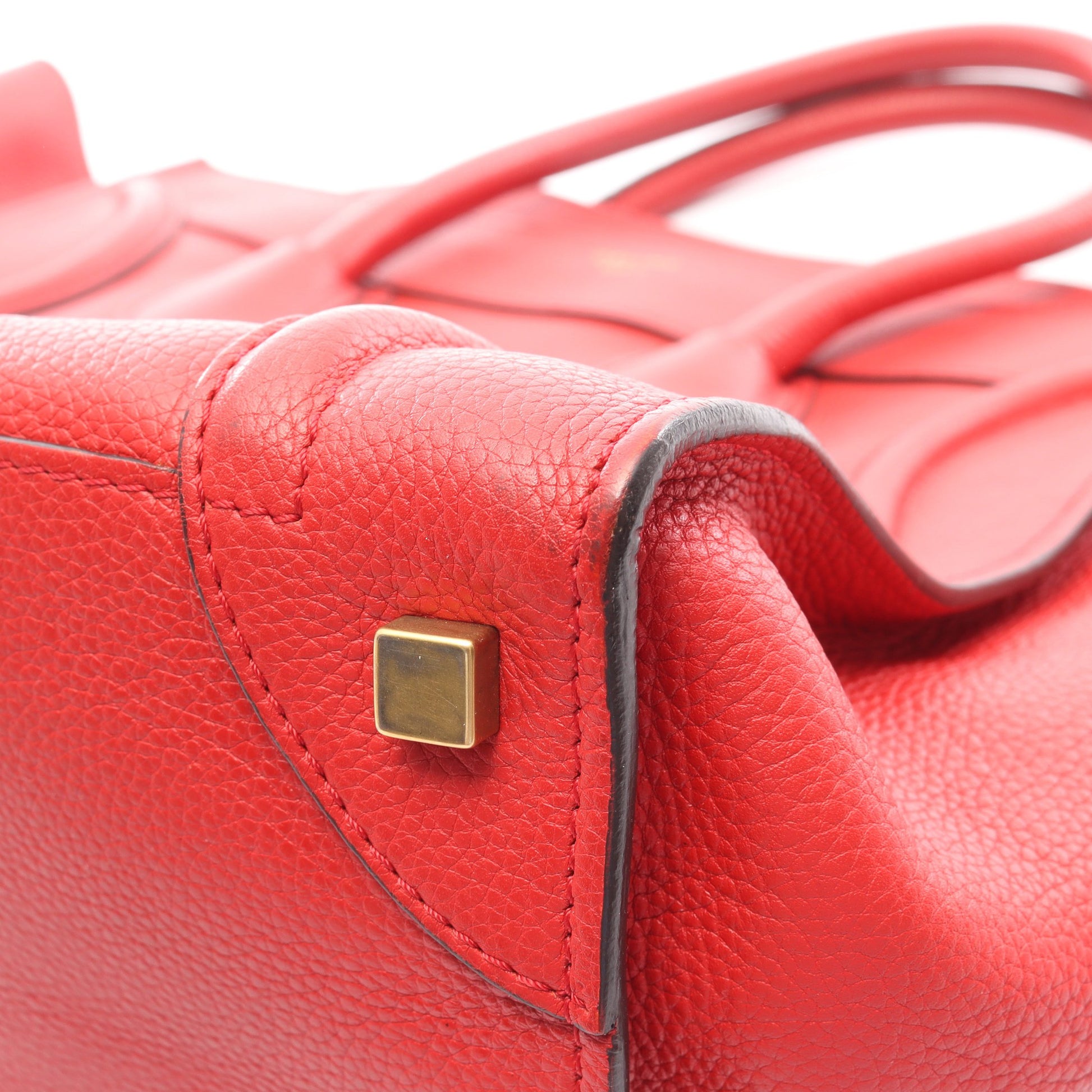 ラゲージ ミニショッパー ハンドバッグ レザー レッド セリーヌ バッグ CELINE