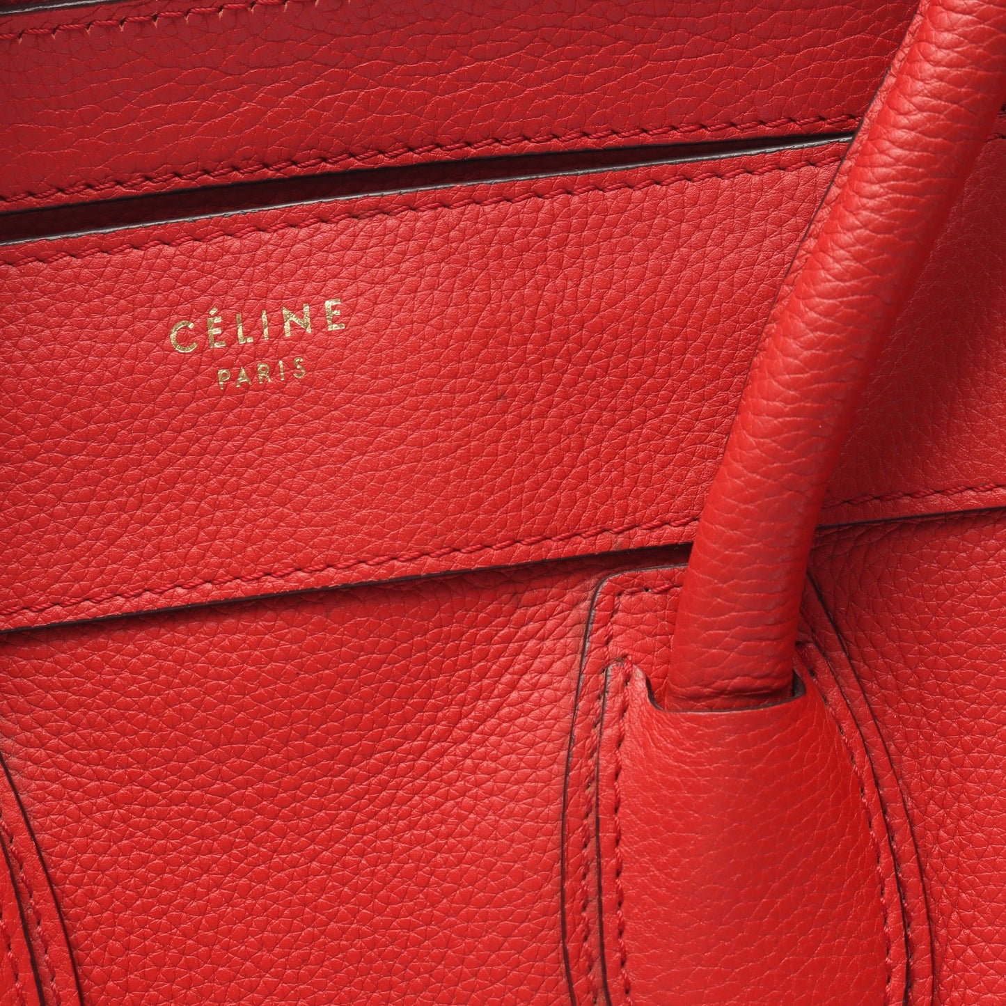 ラゲージ ミニショッパー ハンドバッグ レザー レッド セリーヌ バッグ CELINE