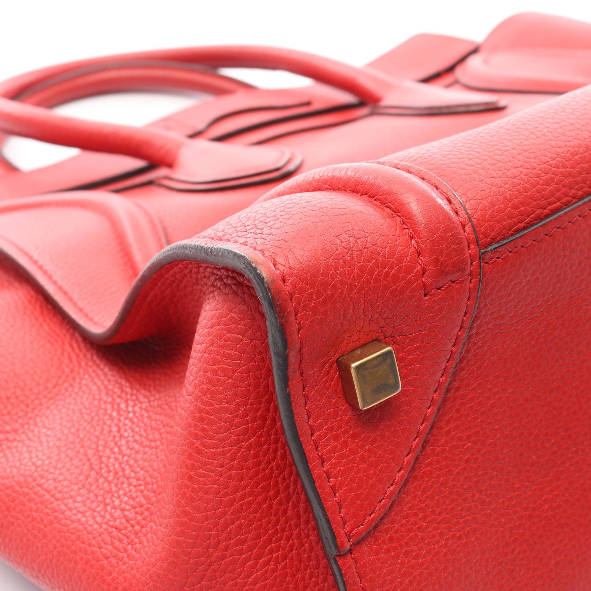 ラゲージ ミニショッパー ハンドバッグ レザー レッド セリーヌ バッグ CELINE
