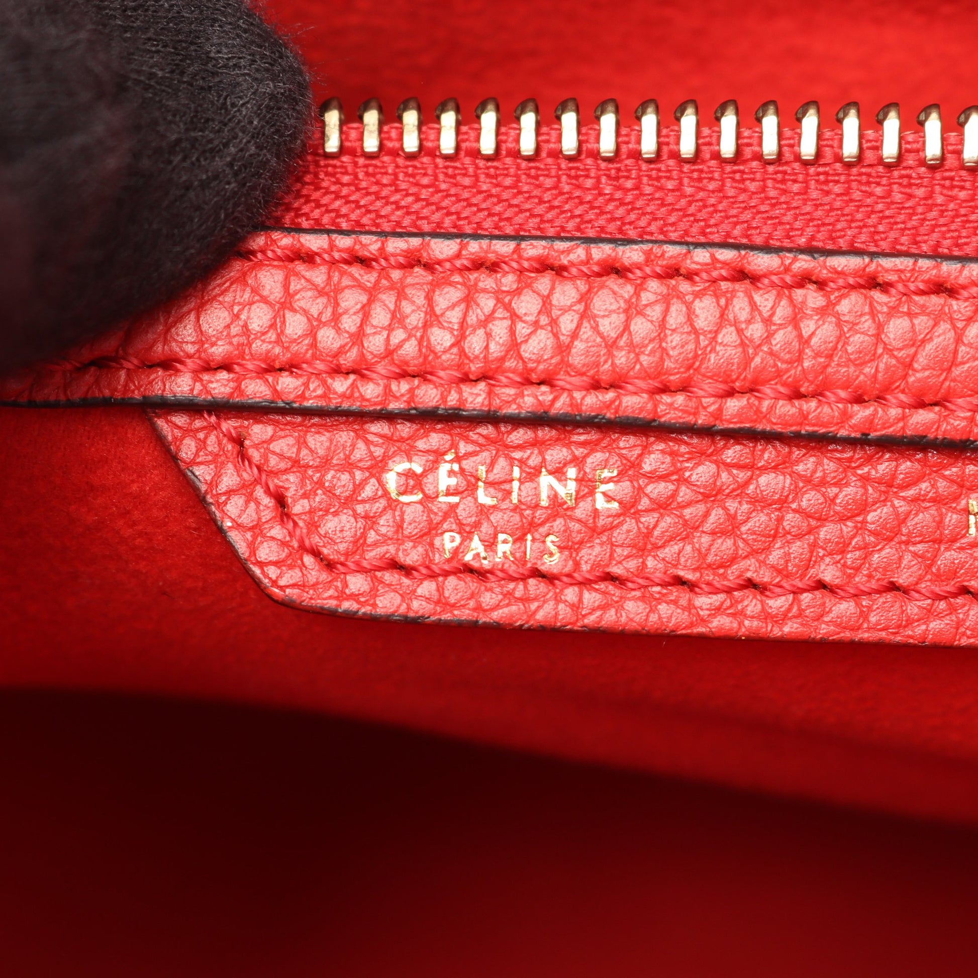 ラゲージ ミニショッパー ハンドバッグ レザー レッド セリーヌ バッグ CELINE