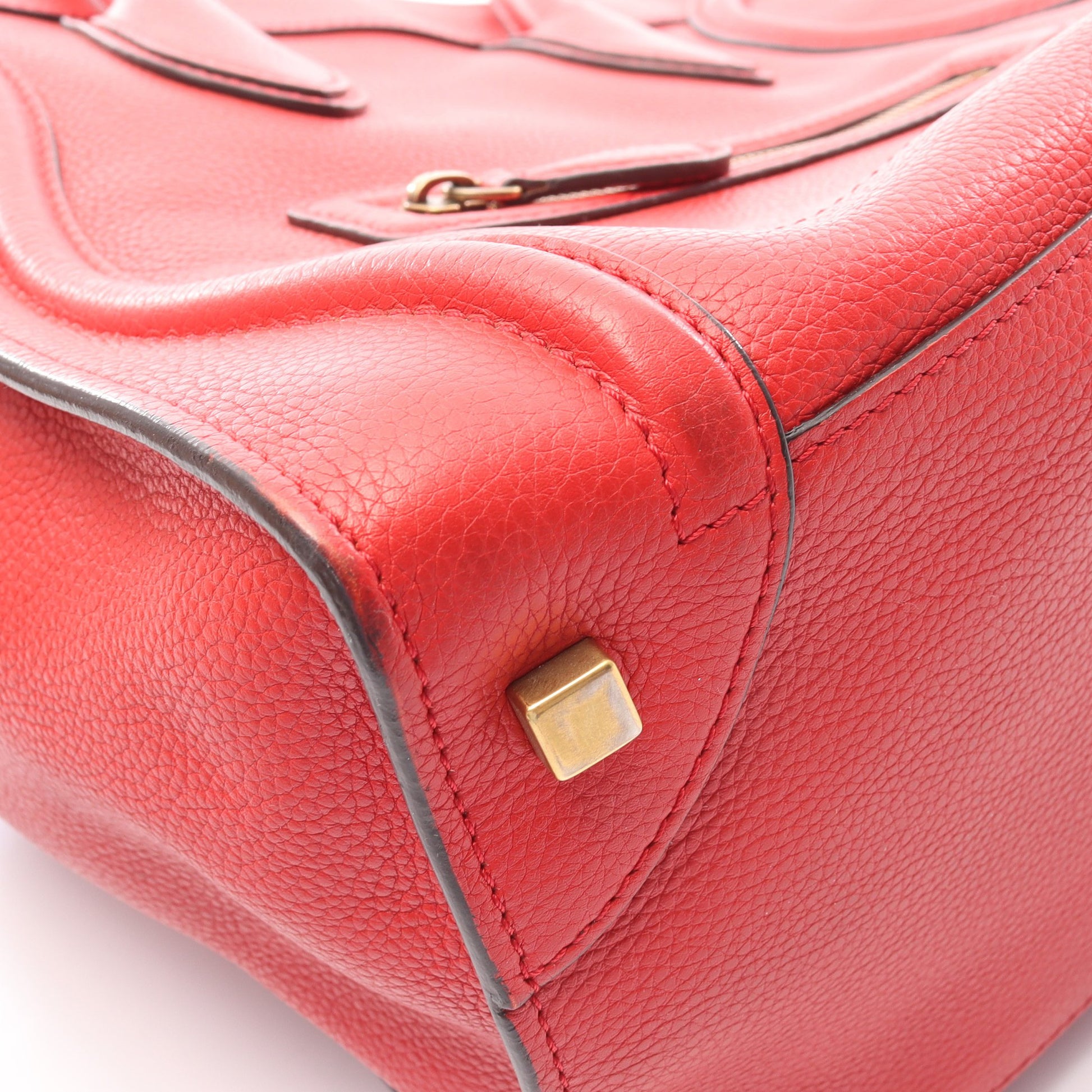 ラゲージ ミニショッパー ハンドバッグ レザー レッド セリーヌ バッグ CELINE