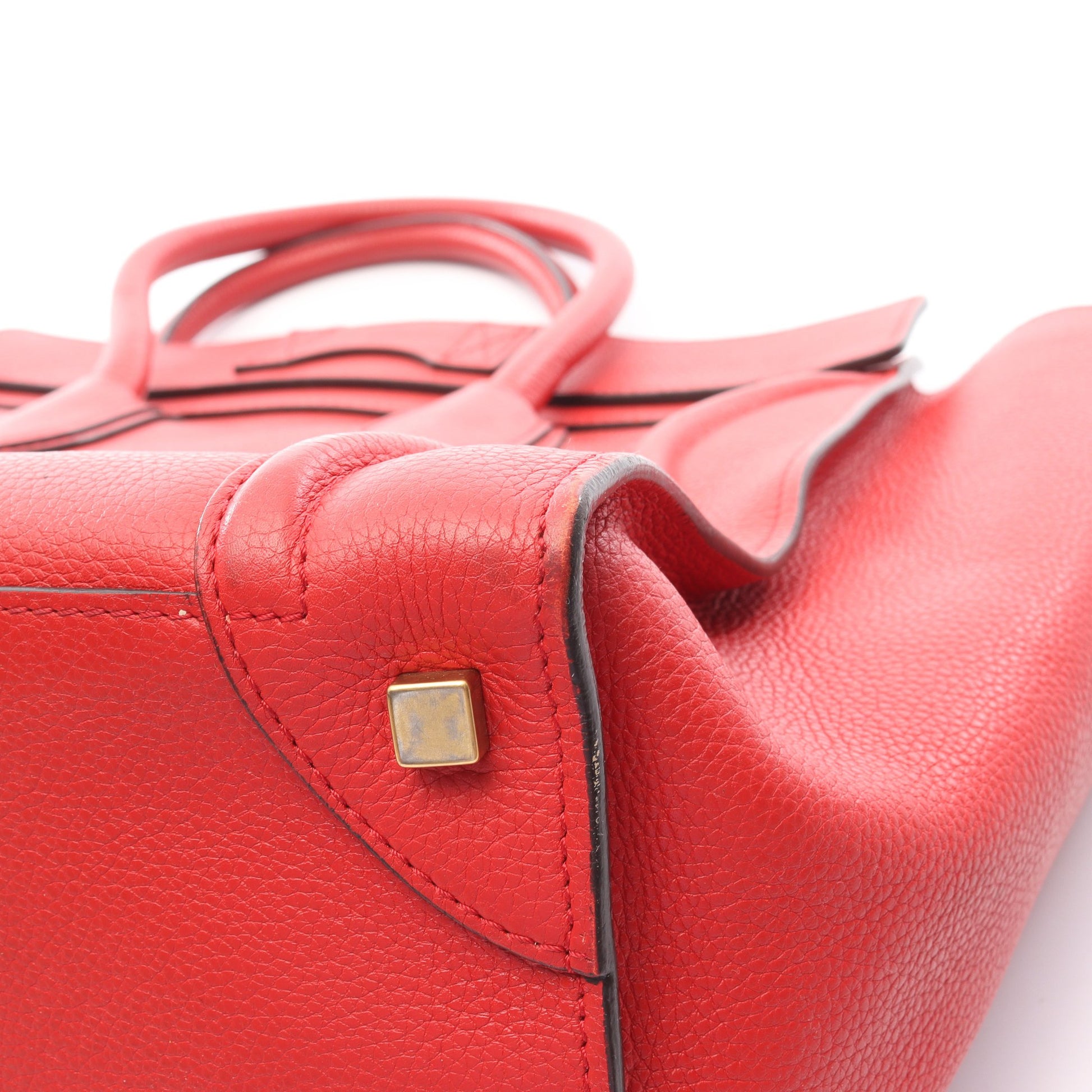 ラゲージ ミニショッパー ハンドバッグ レザー レッド セリーヌ バッグ CELINE