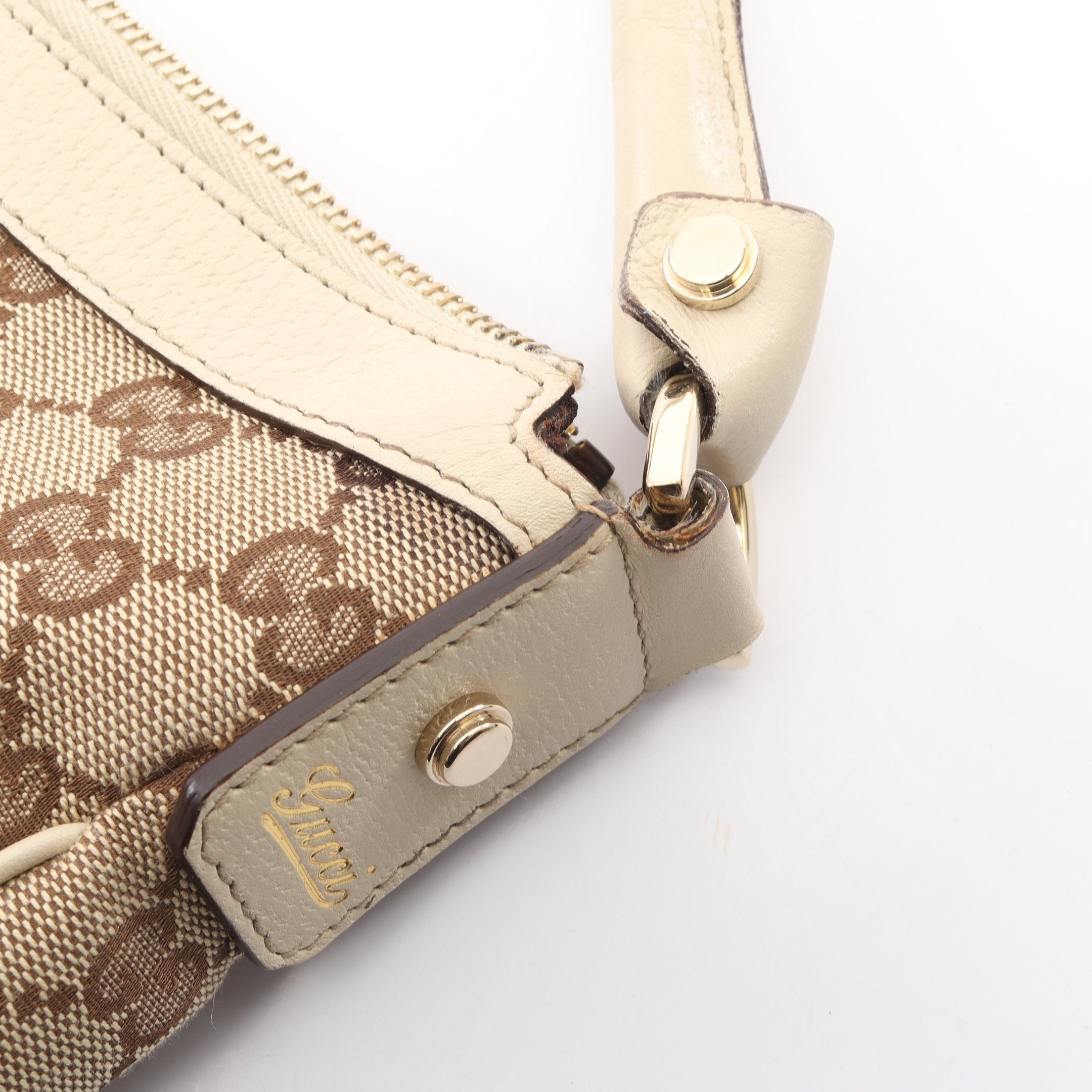 GUCCI グッチ ショルダーバッグ GGキャンバス × シボレザー アイボリー ワンショルダーバッグ キャンバス レザー ベージュ アイボリー グッチ