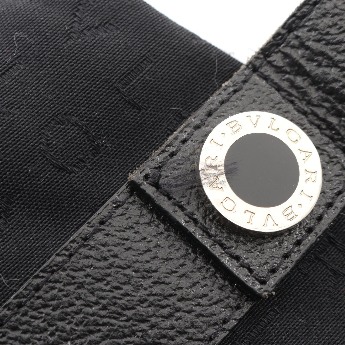 ロゴマニア ハンドバッグ キャンバス レザー ブラック ブルガリ バッグ BVLGARI