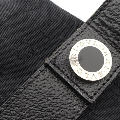 ロゴマニア ハンドバッグ キャンバス レザー ブラック ブルガリ バッグ BVLGARI