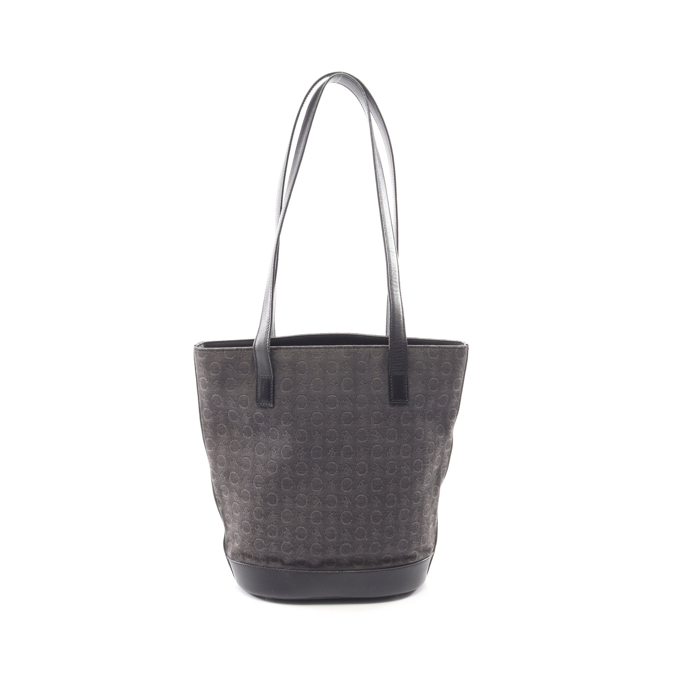 レディース CELINE セリーヌ ショルダーバッグ Cマカダム デニム レザー 黒