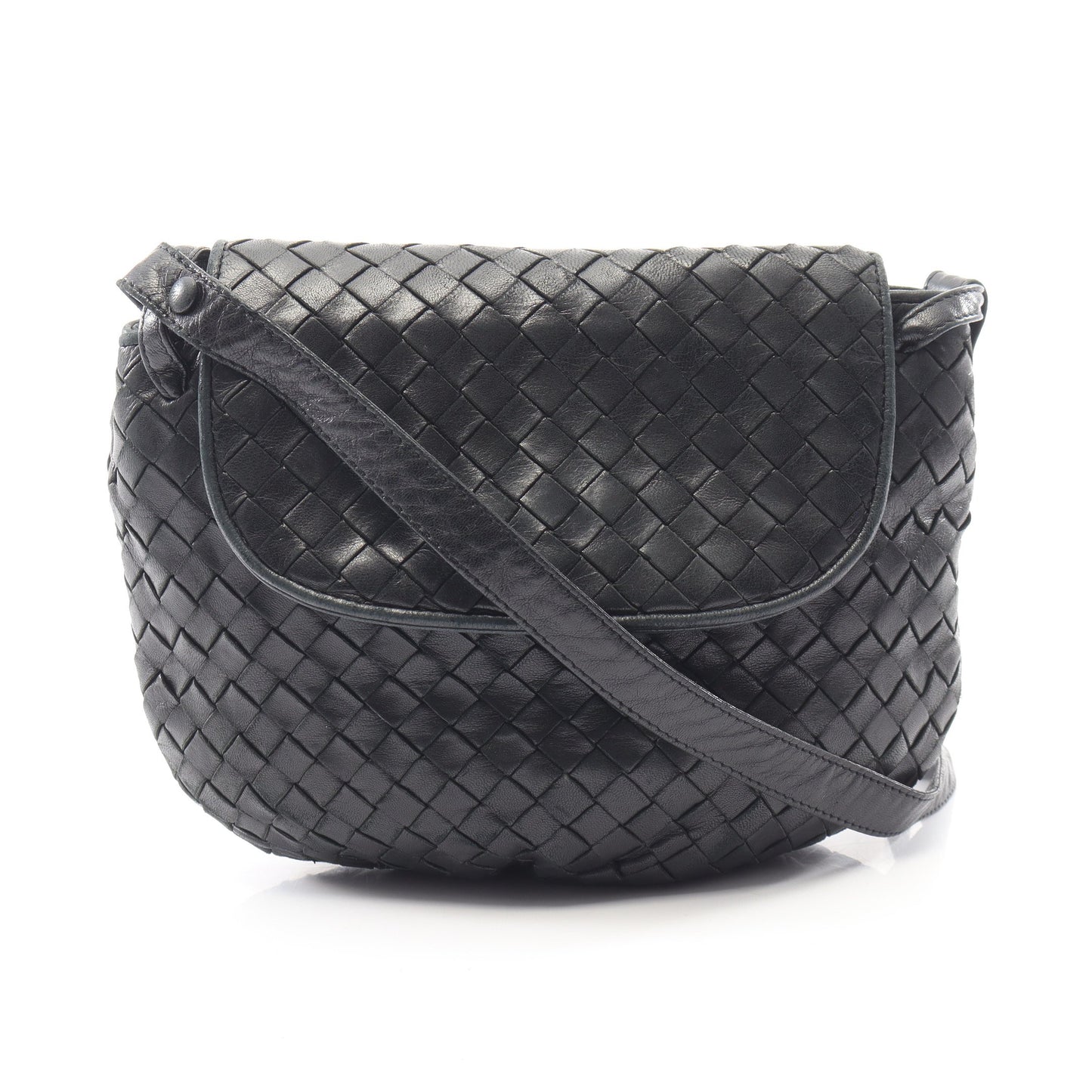 イントレチャート ショルダーバッグ レザー ブラック ボッテガヴェネタ バッグ BOTTEGA VENETA