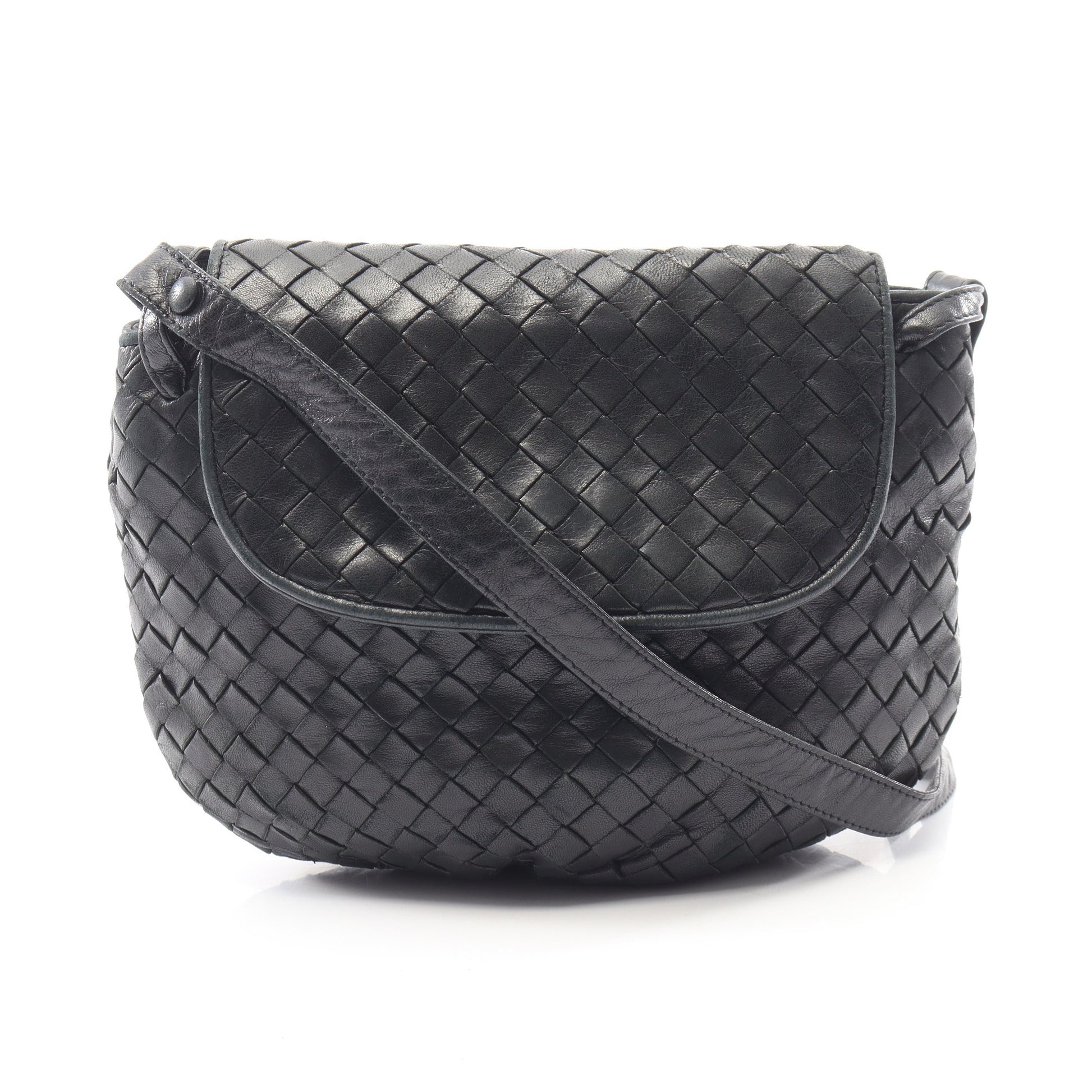 イントレチャート ショルダーバッグ レザー ブラック ボッテガヴェネタ バッグ BOTTEGA VENETA