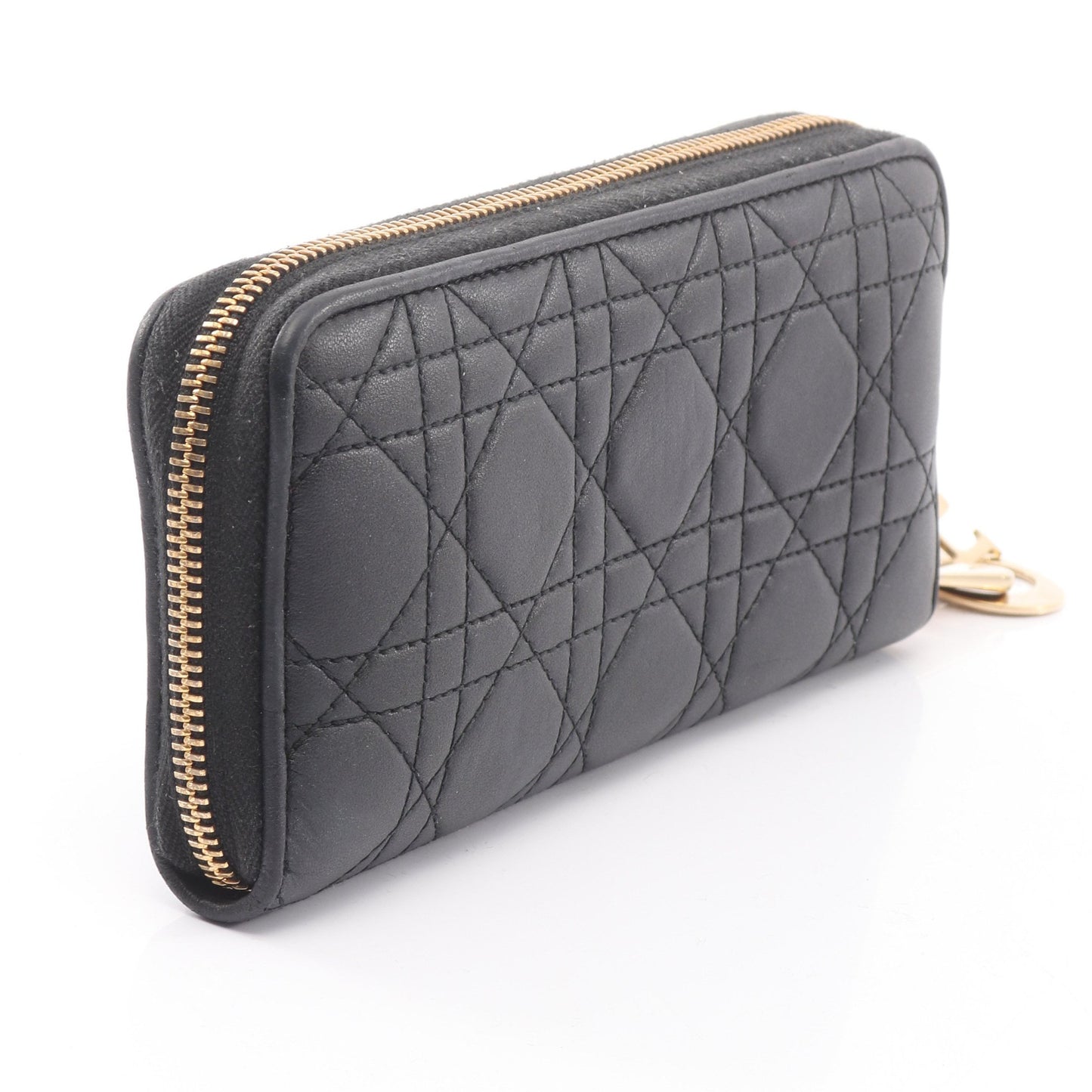 レディディオール カナージュ ラウンドファスナー長財布 レザー ブラック クリスチャンディオール 財布・小物 Christian Dior