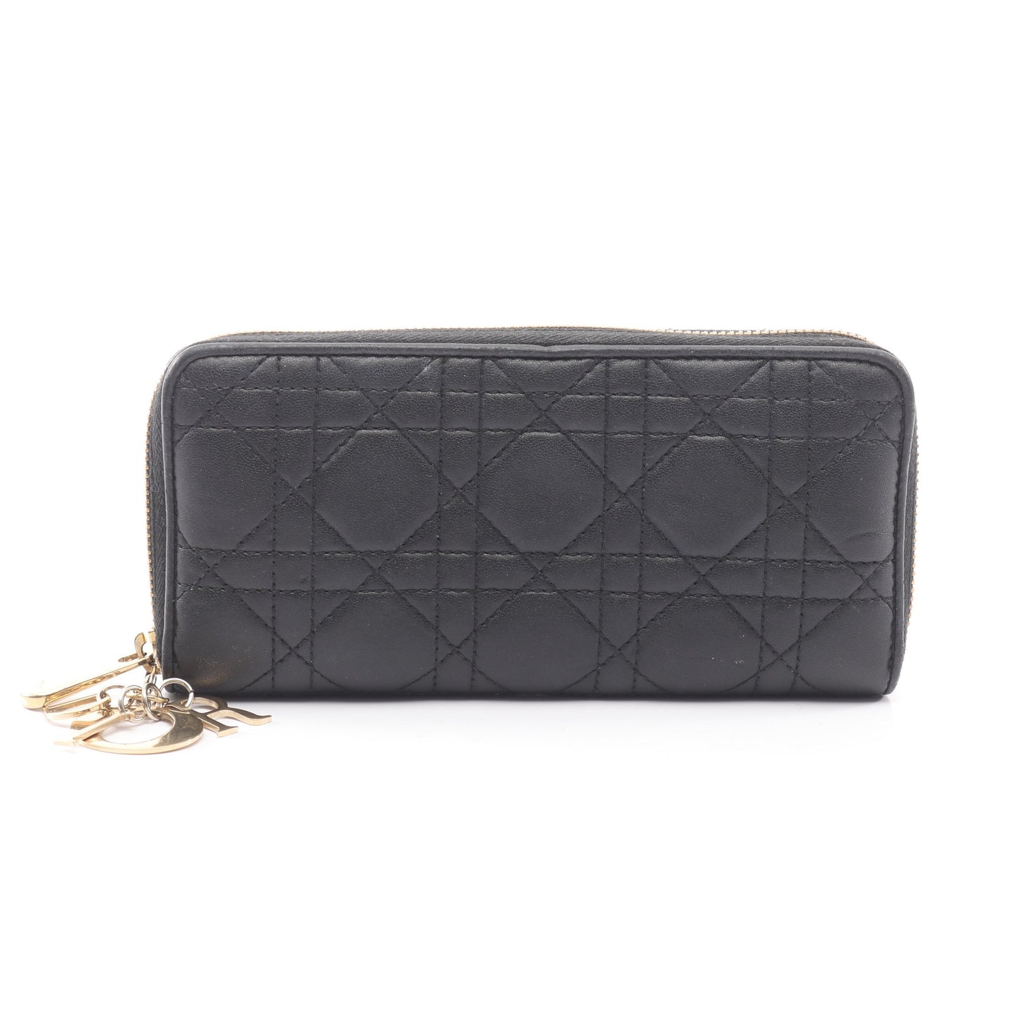 レディディオール カナージュ ラウンドファスナー長財布 レザー ブラック クリスチャンディオール 財布・小物 Christian Dior