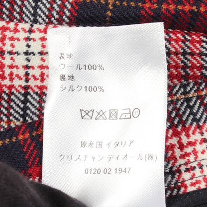 CDロゴボタン タータンチェック ラップスカート ウール レッド ネイビー クリスチャンディオール ボトムス Christian Dior