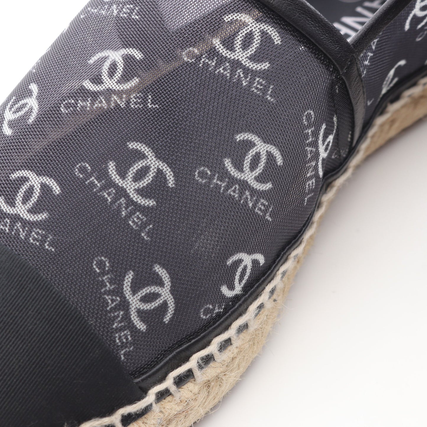 ココマーク エスパドリーユ メッシュ スリッポン フラットシューズ ファブリック ブラック シャネル シューズ CHANEL