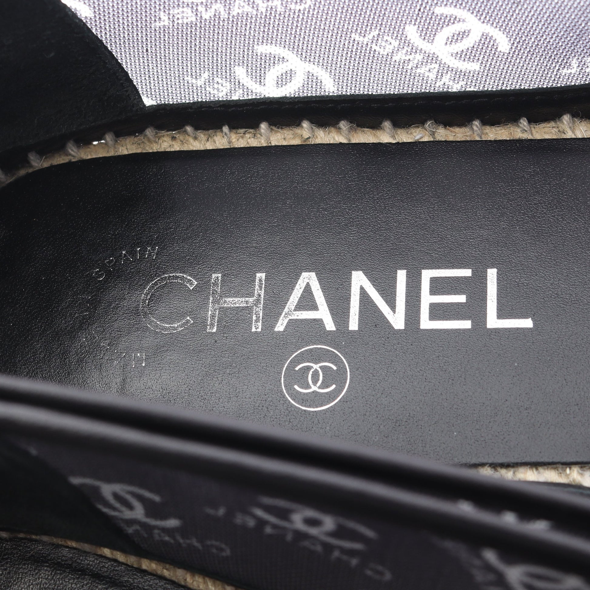 ココマーク エスパドリーユ メッシュ スリッポン フラットシューズ ファブリック ブラック シャネル シューズ CHANEL