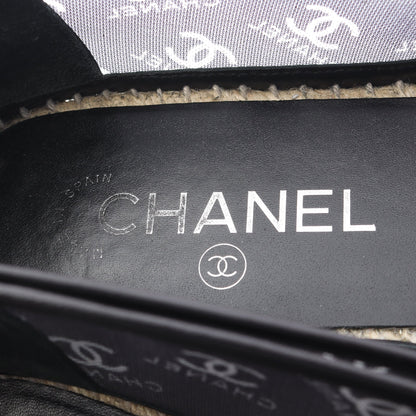 ココマーク エスパドリーユ メッシュ スリッポン フラットシューズ ファブリック ブラック シャネル シューズ CHANEL