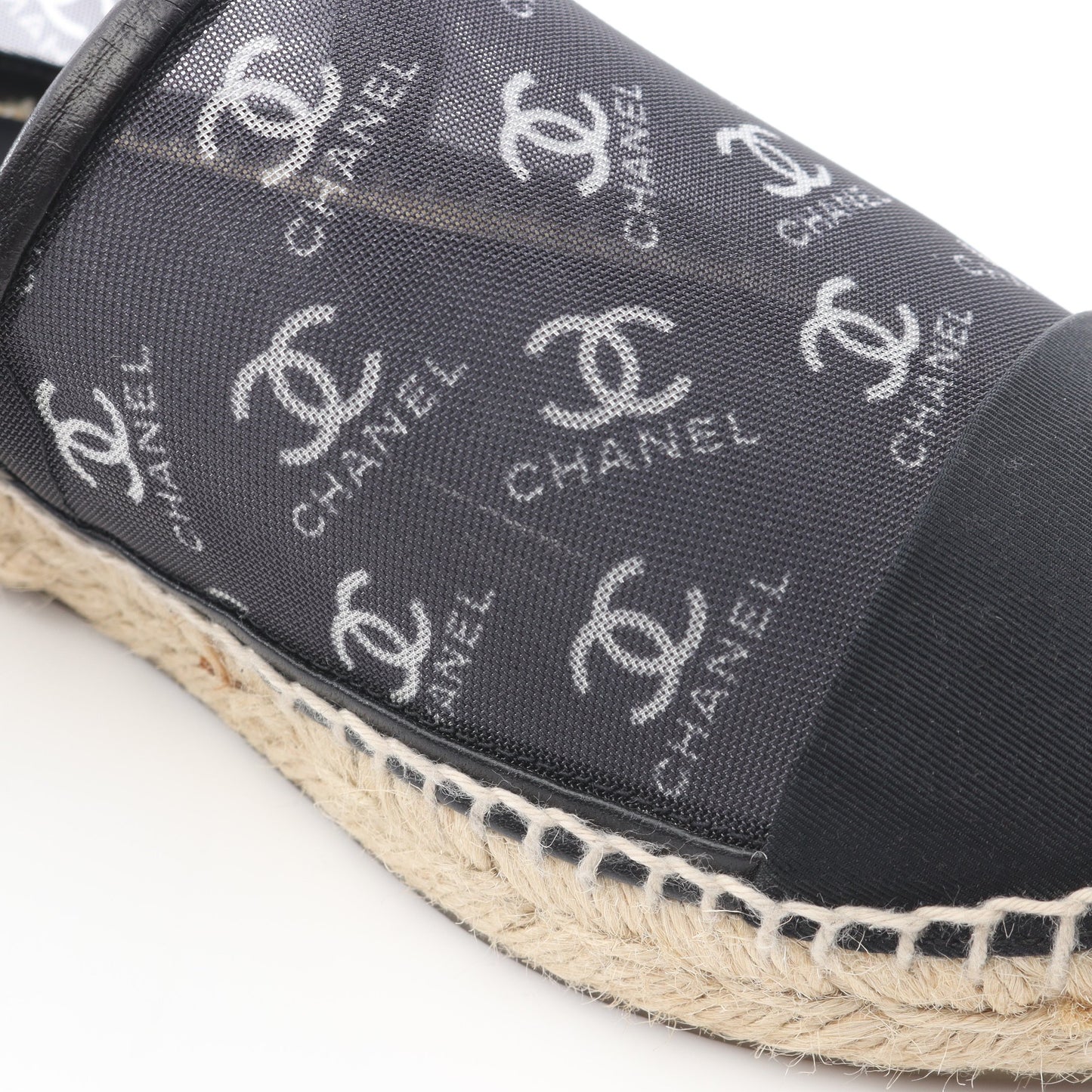 ココマーク エスパドリーユ メッシュ スリッポン フラットシューズ ファブリック ブラック シャネル シューズ CHANEL