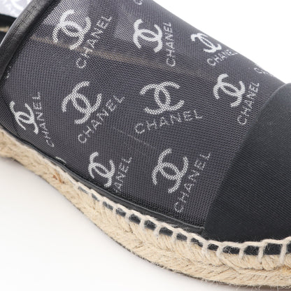 ココマーク エスパドリーユ メッシュ スリッポン フラットシューズ ファブリック ブラック シャネル シューズ CHANEL