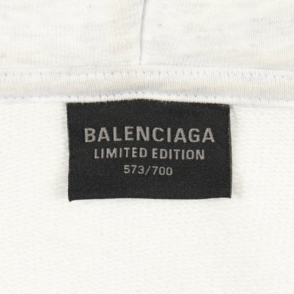 アーカイブロゴ ダメージ加工 ジップアップパーカー コットン ライトグレー バレンシアガライセンス トップス BALENCIAGA