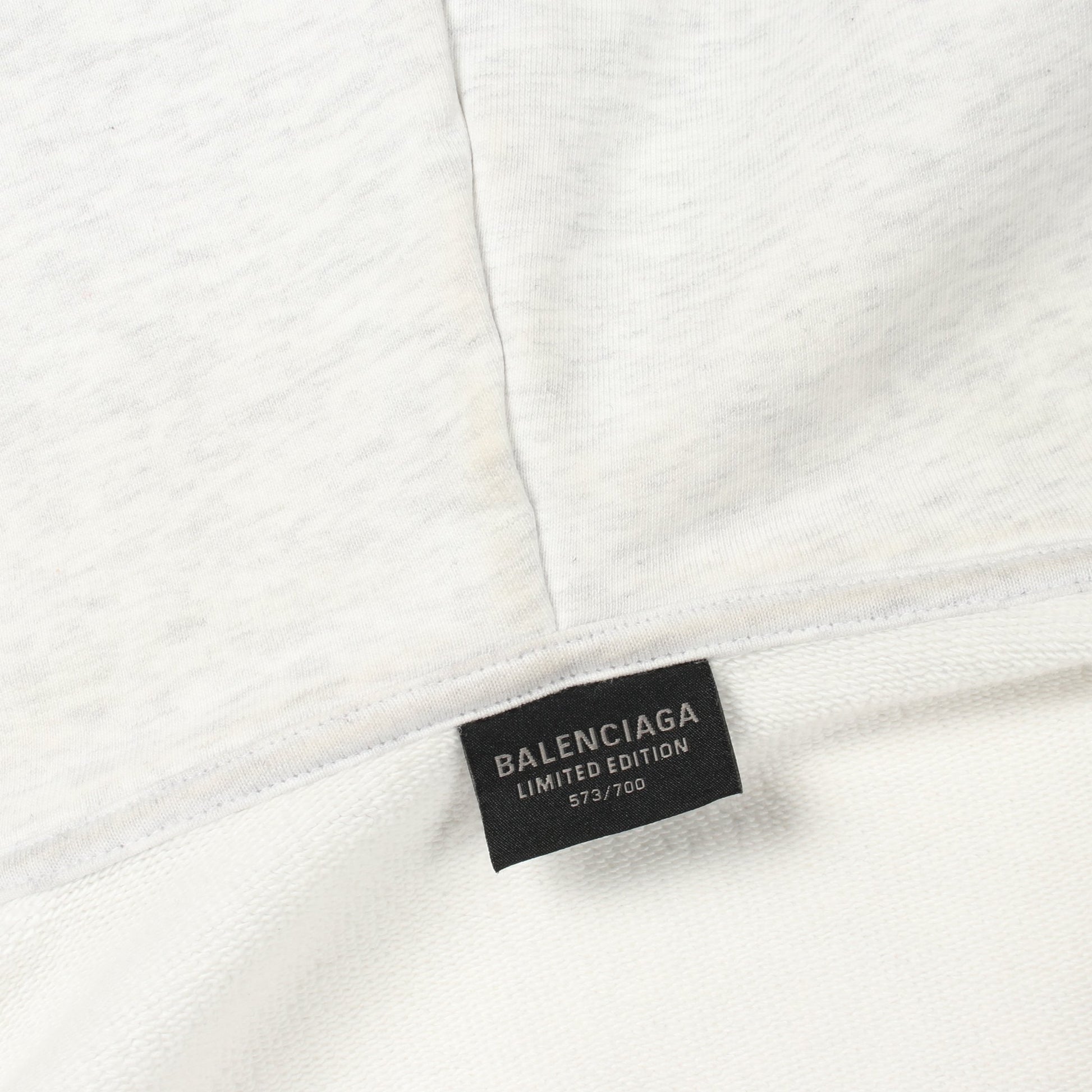 アーカイブロゴ ダメージ加工 ジップアップパーカー コットン ライトグレー バレンシアガライセンス トップス BALENCIAGA