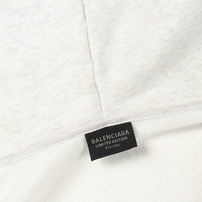 アーカイブロゴ ダメージ加工 ジップアップパーカー コットン ライトグレー バレンシアガライセンス トップス BALENCIAGA