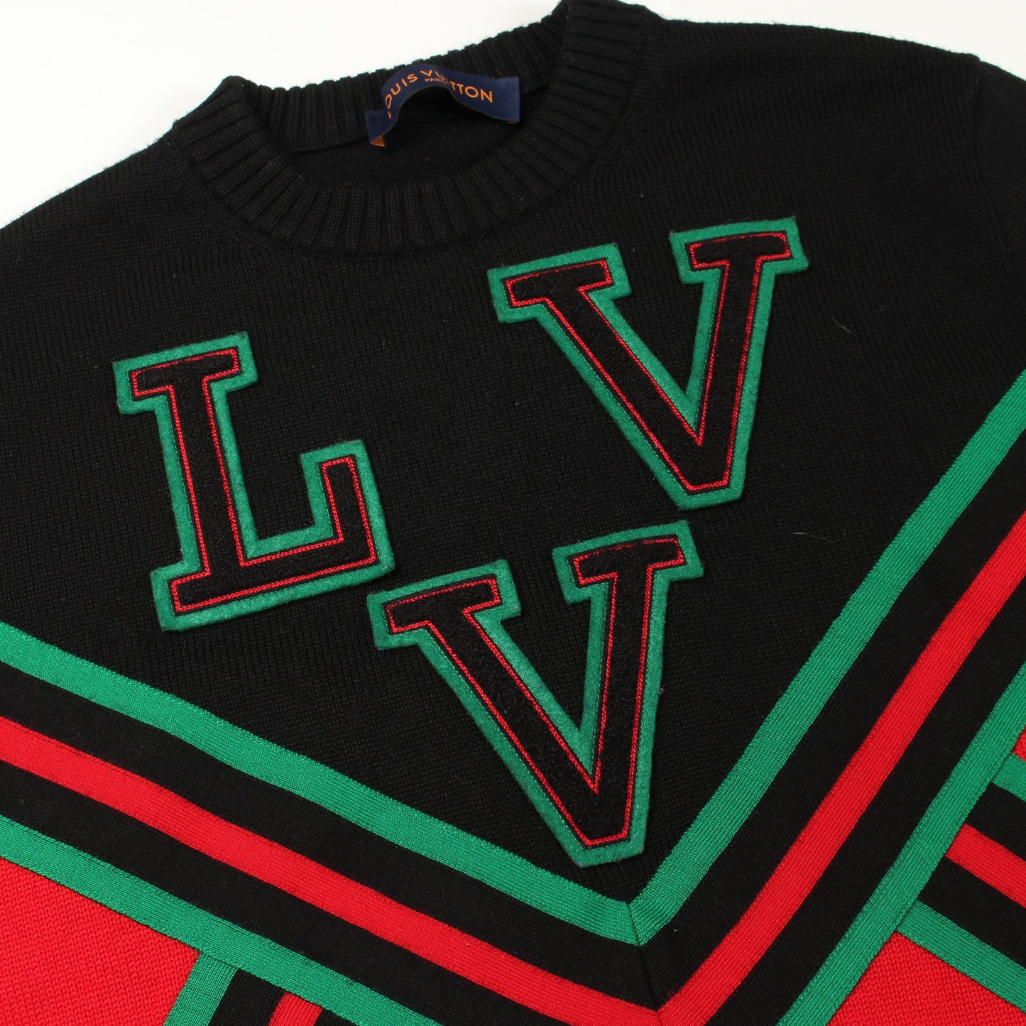 Amen Break LVVスポーツチーム クルーネック ニット ウール レッド ブラック グリーン ルイヴィトン トップス LOUIS VUITTON