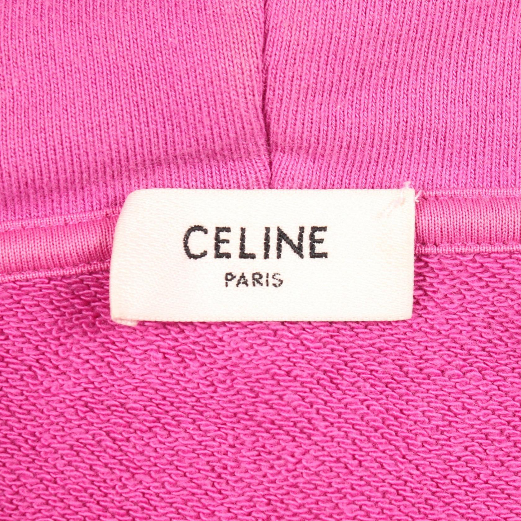 ルーズスウェットシャツ プルオーバーパーカー コットン ピンクパープル セリーヌ トップス CELINE