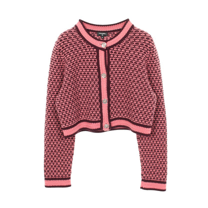 ココマークボタン クロップドカーディガン カーディガン カシミヤ ピンク ボルドー シャネル トップス CHANEL
