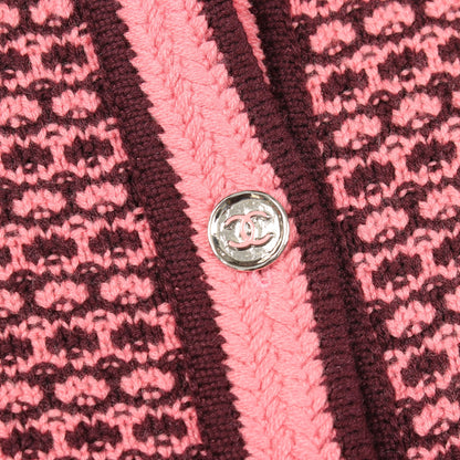 ココマークボタン クロップドカーディガン カーディガン カシミヤ ピンク ボルドー シャネル トップス CHANEL