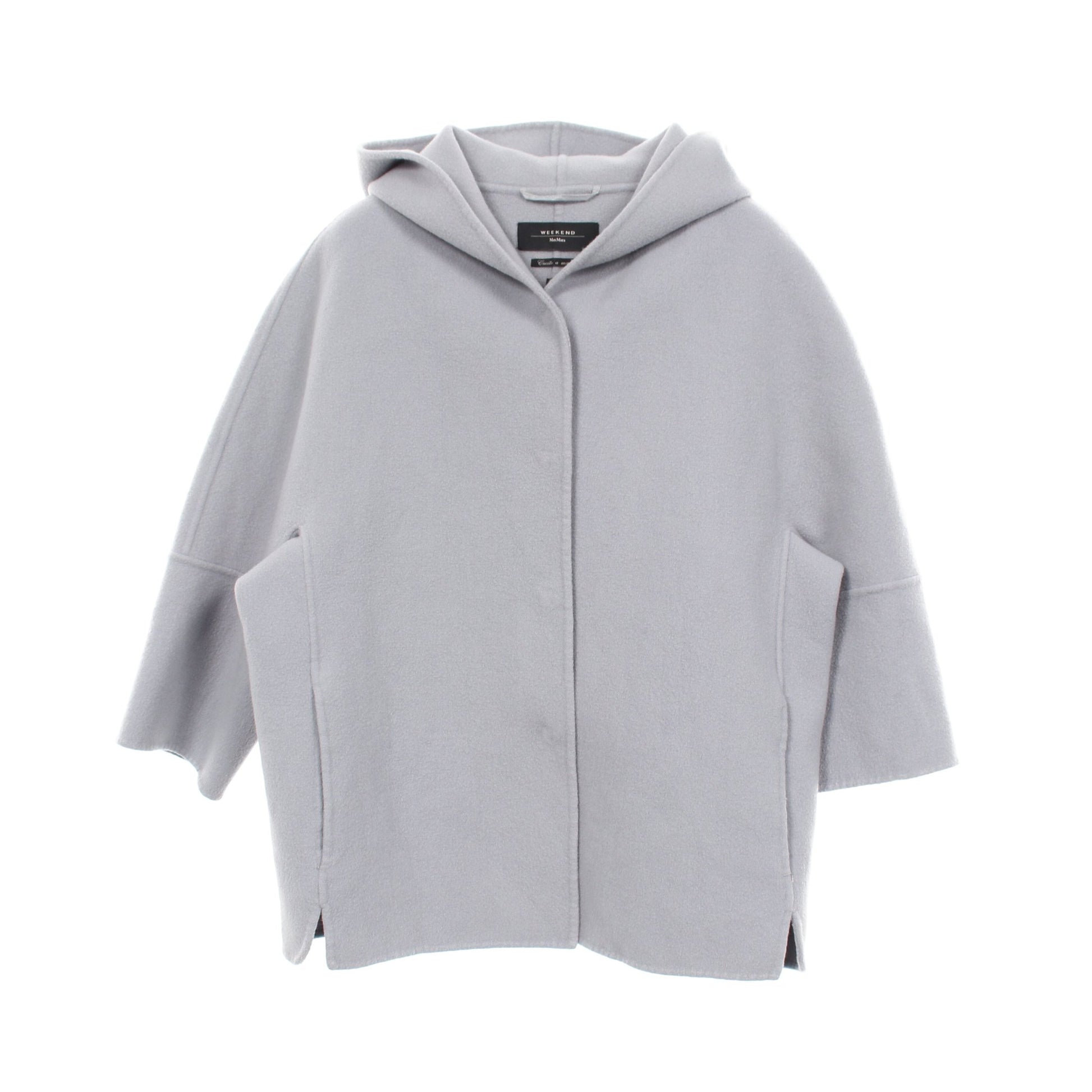 CUCITO A MANO フード付き コート ウール ブルーグレー マックスマーラウィークエンド アウター Max Mara Weekend