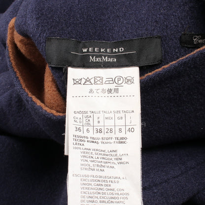 ノーカラー リバーシブル コート ウール ネイビー ライトブラウン マックスマーラウィークエンド アウター Max Mara Weekend