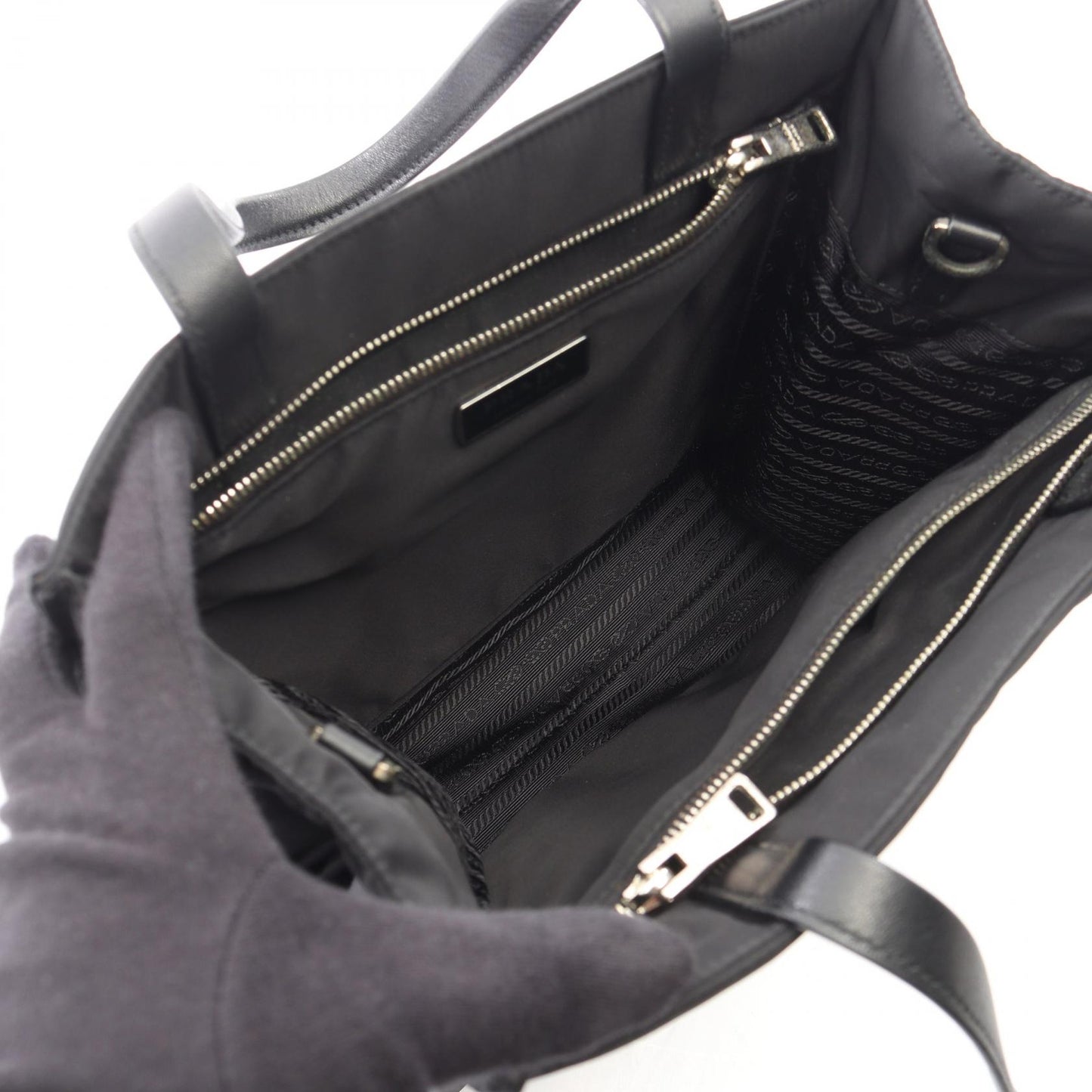 Re-Nylon ハンドバッグ トートバッグ ナイロン レザー ブラック プラダ バッグ PRADA