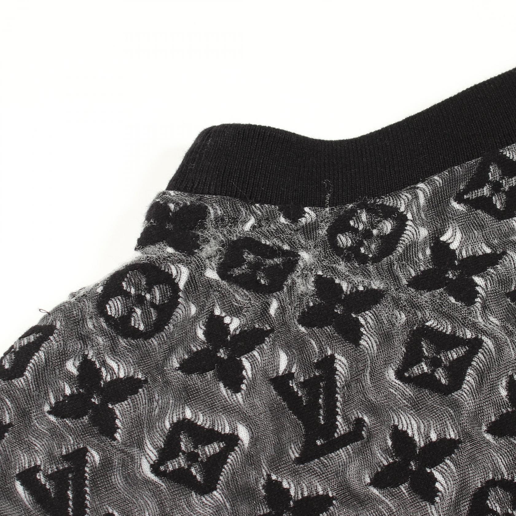 モノグラム シースルー 半袖Tシャツ コットン ブラック ルイヴィトン トップス LOUIS VUITTON